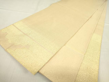平和屋着物▼綴れ 太鼓柄袋帯 双鶴菱松文 金銀糸 正絹 逸品 DABE4082az