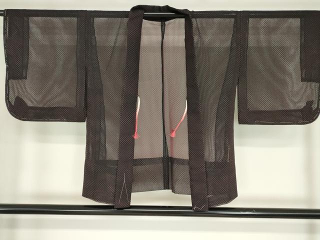 平和屋着物▽羽織　スリーシーズン　春夏秋　塵除け　網目文　黒地　正絹　逸品　DABE4128az