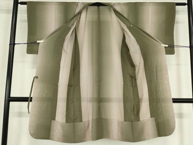 平和屋着物▽道行コート　スリーシーズン　春夏秋　塵除け　紗　霞斜線文　ロング丈　正絹　逸品　未使用　DABE4129az