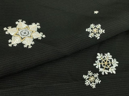 平和屋着物▽羽織　スリーシーズン　春夏秋　塵除け　絽　総刺繍　雪の結晶　金糸　黒地　仮絵羽　正絹　逸品　未使用　DABE4132az