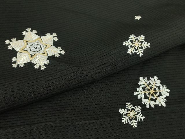 平和屋着物▽羽織　スリーシーズン　春夏秋　塵除け　絽　総刺繍　雪の結晶　金糸　黒地　仮絵羽　正絹　逸品　未使用　DABE4132az