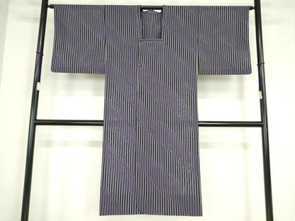 平和屋着物▽道行コート　スリーシーズン　春夏秋　塵除け　紗　縞　正絹　逸品　DABE4134az