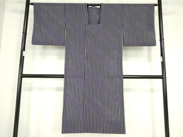 平和屋着物▽道行コート　スリーシーズン　春夏秋　塵除け　紗　縞　正絹　逸品　DABE4134az