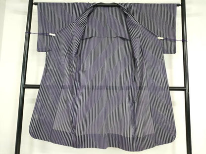 平和屋着物▽道行コート　スリーシーズン　春夏秋　塵除け　紗　縞　正絹　逸品　DABE4134az