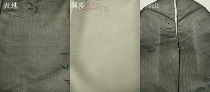 平和屋着物▽上質な小紋　無双　紗×絽　草花文　黒地　正絹　逸品　DABE4135az