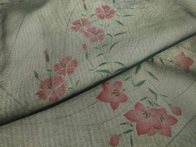 平和屋着物▽上質な小紋　無双　紗×絽　草花文　黒地　正絹　逸品　DABE4135az 平和屋着物▽訪問着 無双 紗袷 紗×絽 草花文 手描き 黒地 正絹 逸品