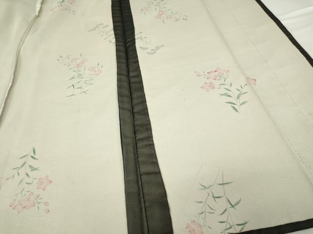 平和屋着物▽上質な小紋　無双　紗×絽　草花文　黒地　正絹　逸品　DABE4135az 平和屋着物▽小紋 無双 紗袷 紗×絽 手描き 草花文 正絹 逸品