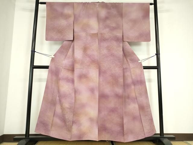 平和屋着物▽上質な小紋　単衣　霞文　暈し染め　正絹　逸品　未使用　DABE4137az