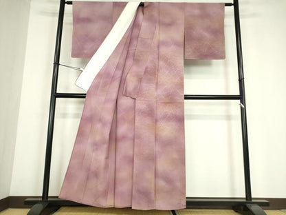 平和屋着物▽上質な小紋　単衣　霞文　暈し染め　正絹　逸品　未使用　DABE4137az
