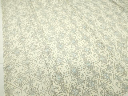 平和屋着物▽本塩沢　単衣　幾何学花文　正絹　逸品　DABE4143az