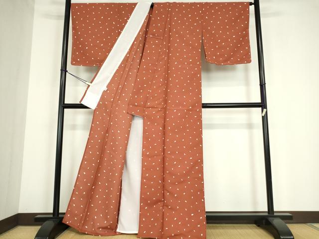 平和屋着物▽小紋　単衣　箔散らし　洗える着物　未使用　DABE4145az