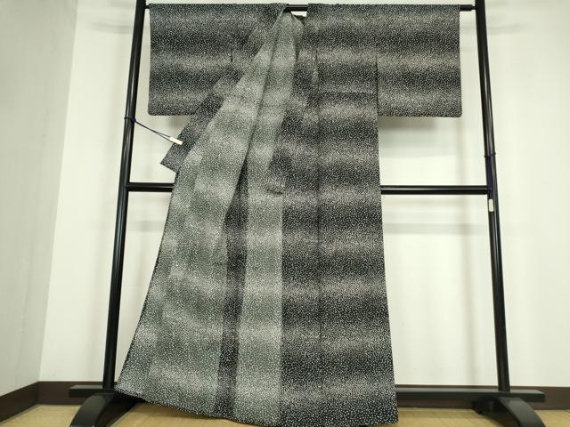 平和屋着物▽小紋　単衣　霰文　黒地　洗える着物　DABE4147az 平和屋着物▽小紋 単衣 霰文 黒地 洗える着物 DABE4147az