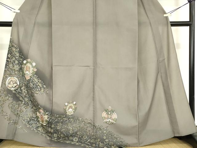 平和屋着物▽訪問着　単衣　更紗花鳥文　暈し染め　洗える着物　DABE4148az