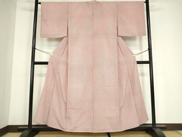 平和屋着物▽小紋　単衣　縞　洗える着物　DABE4149az