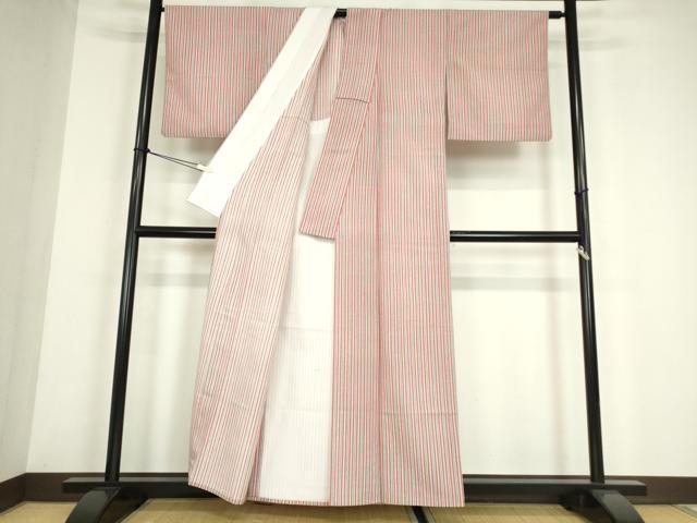 平和屋着物▽小紋　単衣　縞　洗える着物　DABE4149az