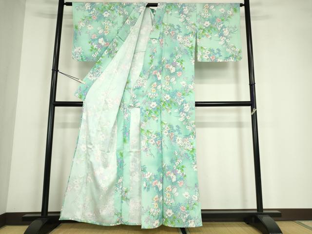 平和屋着物▽小紋　単衣　花尽くし　洗える着物　DABE4151az