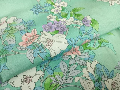 平和屋着物▽小紋　単衣　花尽くし　洗える着物　DABE4151az
