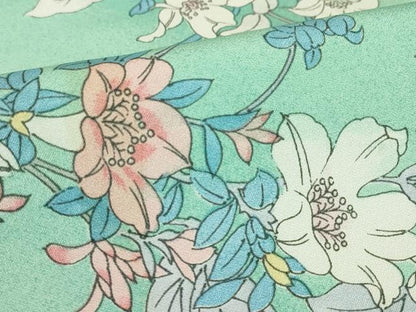平和屋着物▽小紋　単衣　花尽くし　洗える着物　DABE4151az