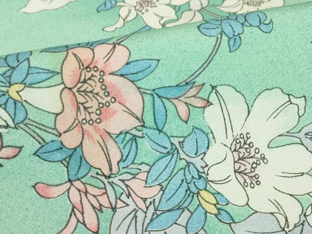 平和屋着物▽小紋　単衣　花尽くし　洗える着物　DABE4151az