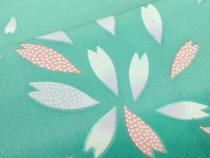 平和屋着物▽小紋　単衣　舞桜文　洗える着物　DABE4153az