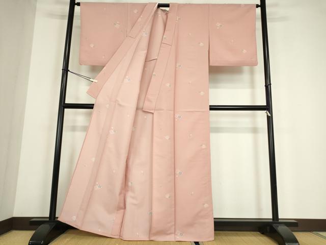 平和屋着物▽小紋　単衣　源氏香舞桜文　洗える着物　DABE4157az