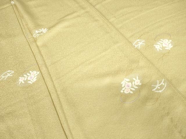 平和屋着物▽上質な小紋　単衣　芝に草花　金彩　正絹　逸品　DABE4168az
