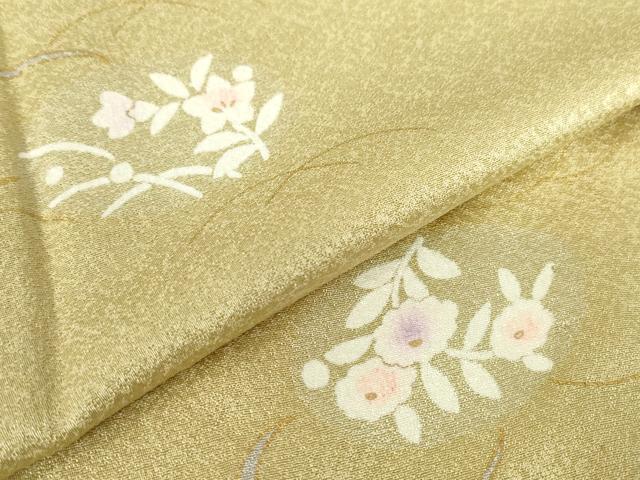 平和屋着物▽上質な小紋　単衣　芝に草花　金彩　正絹　逸品　DABE4168az