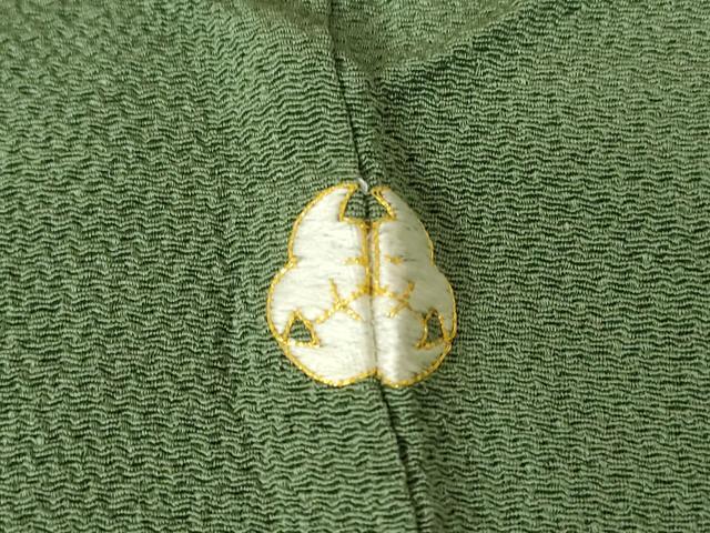 平和屋着物▽訪問着　単衣　総刺繍　駒刺繍　七宝双葉葵　金糸　鬼しぼ縮緬　正絹　逸品　DABE4169az 平和屋着物▽訪問着 単衣 総刺繍 駒刺繍 七宝双葉葵 金糸