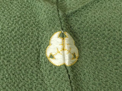平和屋着物▽訪問着　単衣　総刺繍　駒刺繍　七宝双葉葵　金糸　鬼しぼ縮緬　正絹　逸品　DABE4169az