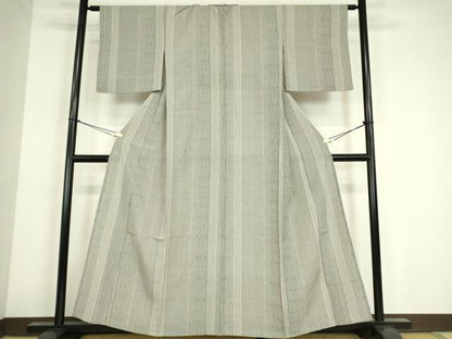 平和屋着物▽上質な小紋　単衣　変わり縞　正絹　逸品　DABE4171az