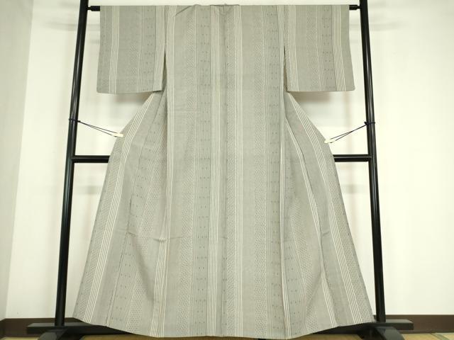 平和屋着物▽上質な小紋　単衣　変わり縞　正絹　逸品　DABE4171az