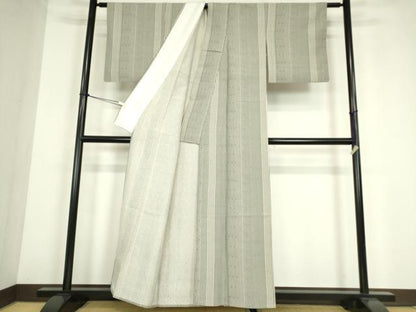 平和屋着物▽上質な小紋　単衣　変わり縞　正絹　逸品　DABE4171az
