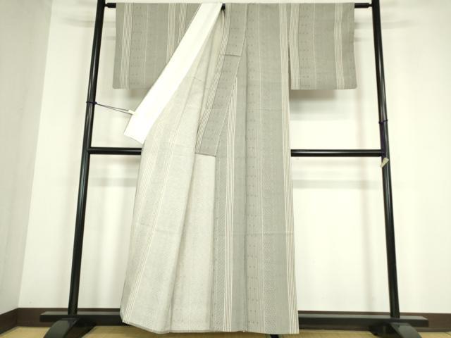 平和屋着物▽上質な小紋　単衣　変わり縞　正絹　逸品　DABE4171az