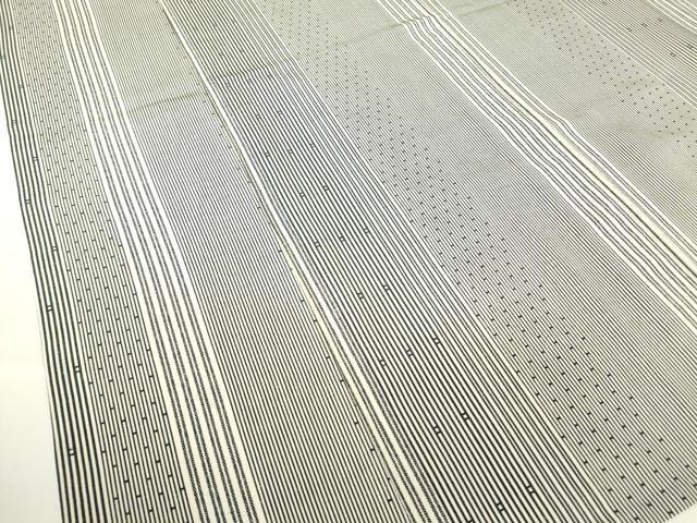 平和屋着物▽上質な小紋　単衣　変わり縞　正絹　逸品　DABE4171az