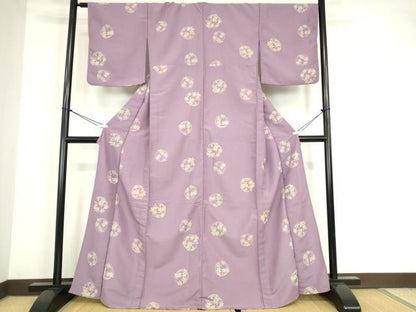 平和屋着物▽小紋　単衣　花丸文　洗える着物　DABE4173az