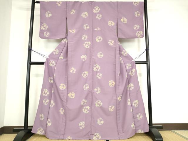 平和屋着物▽小紋　単衣　花丸文　洗える着物　DABE4173az