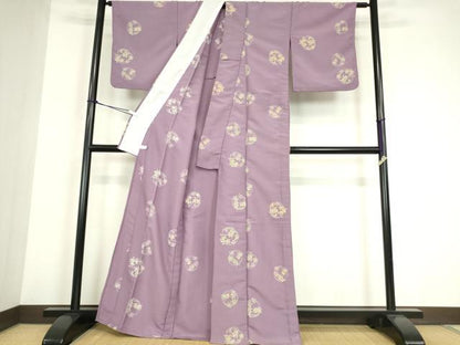 平和屋着物▽小紋　単衣　花丸文　洗える着物　DABE4173az