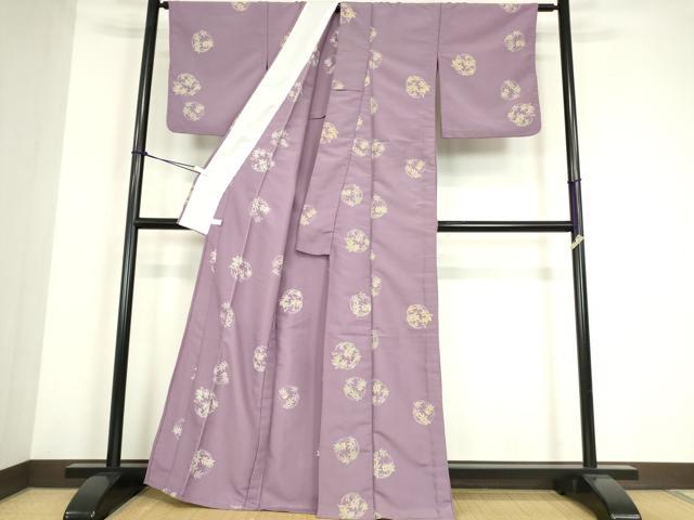 平和屋着物▽小紋　単衣　花丸文　洗える着物　DABE4173az