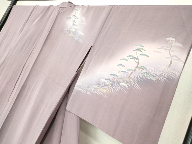 平和屋着物▽訪問着　単衣　水辺人物風景文　金彩　正絹　逸品　DABE4174az