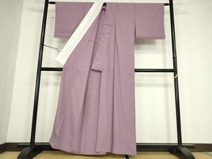 平和屋着物▽色無地　単衣　浅紫色　洗える着物　DABE4175az
