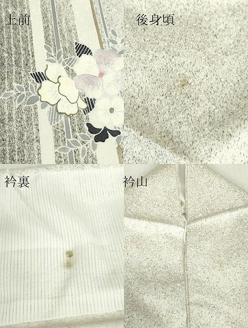 平和屋着物▽染織作家　染織デザイナー　大島明　訪問着　単衣　草花文　たたき染め　金彩　正絹　逸品　DABE4181az