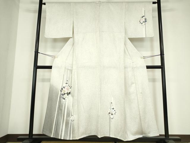 平和屋着物▽染織作家　染織デザイナー　大島明　訪問着　単衣　草花文　たたき染め　金彩　正絹　逸品　DABE4181az