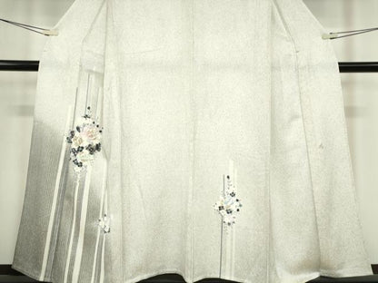 平和屋着物▽染織作家　染織デザイナー　大島明　訪問着　単衣　草花文　たたき染め　金彩　正絹　逸品　DABE4181az