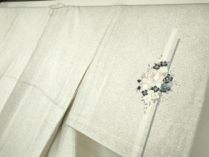 平和屋着物▽染織作家　染織デザイナー　大島明　訪問着　単衣　草花文　たたき染め　金彩　正絹　逸品　DABE4181az