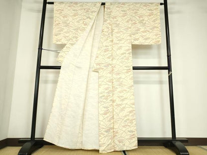 平和屋着物▽上質な小紋　単衣　薄文　正絹　逸品　DABE4182az