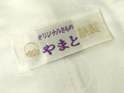 平和屋着物▽上質な紬　単衣　草花文　やまと誂製　正絹　逸品　DABE4183az