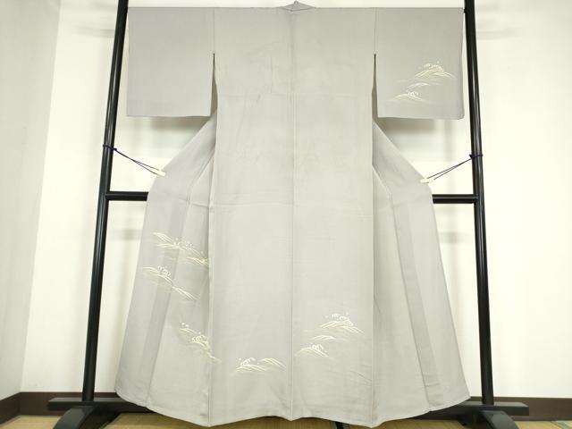 平和屋着物▽訪問着　単衣　立波文　金彩　正絹　逸品　DABE4184az