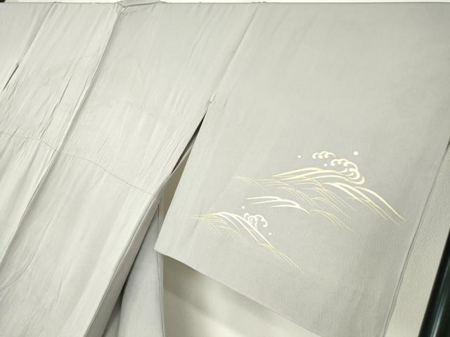 平和屋着物▽訪問着　単衣　立波文　金彩　正絹　逸品　DABE4184az