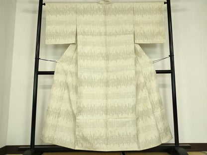 平和屋着物▽上質な紬　単衣　霞横段文　正絹　逸品　DABE4185az