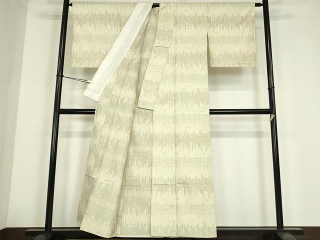 平和屋着物▽上質な紬　単衣　霞横段文　正絹　逸品　DABE4185az